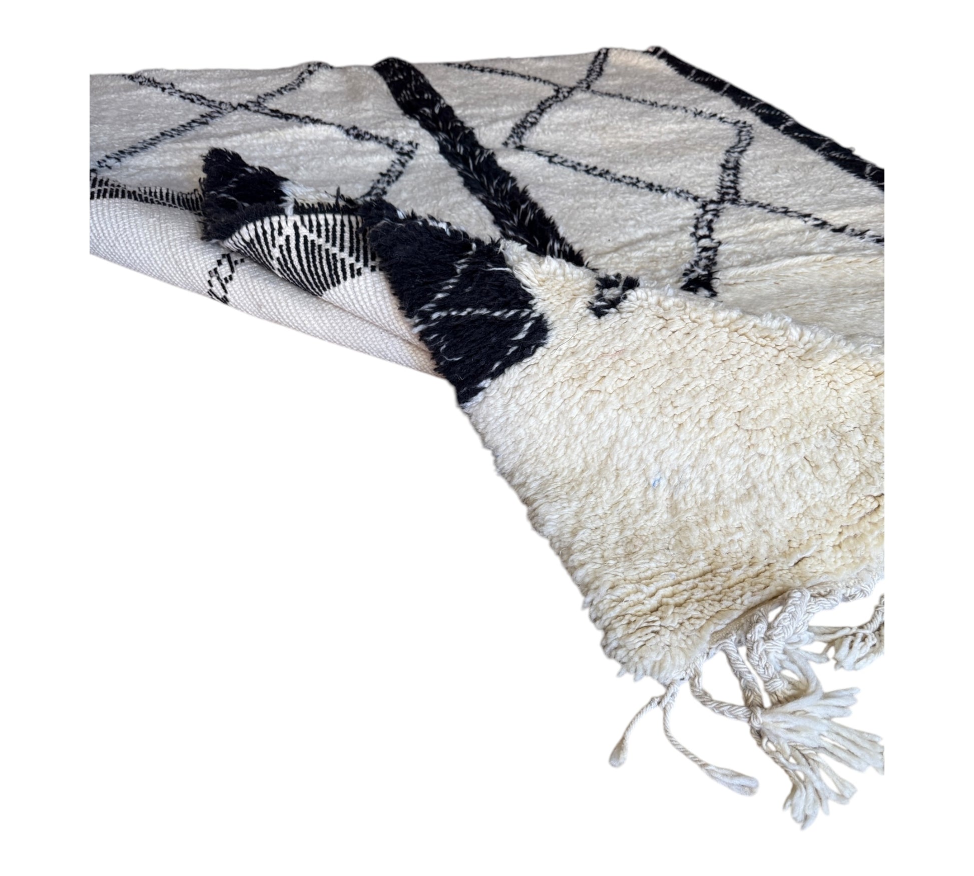 Double diamond beni ourain rug folded