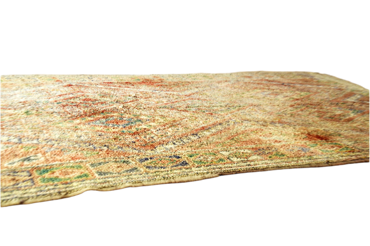 Faded red green beni mguild rectangle moroccan rug