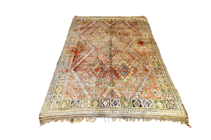 Faded red green beni mguild rectangle moroccan rug full