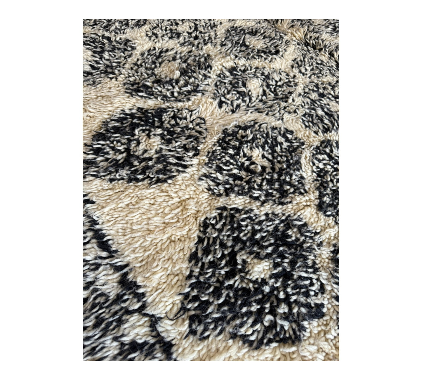 Flowers black and white vintage beni ourain moroccan rug
