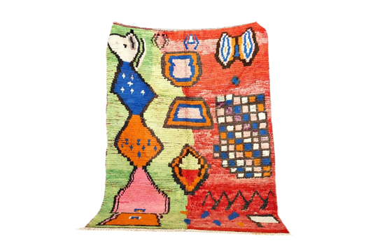 Green red blue moroccan indoor rug boujaad rectangle standing