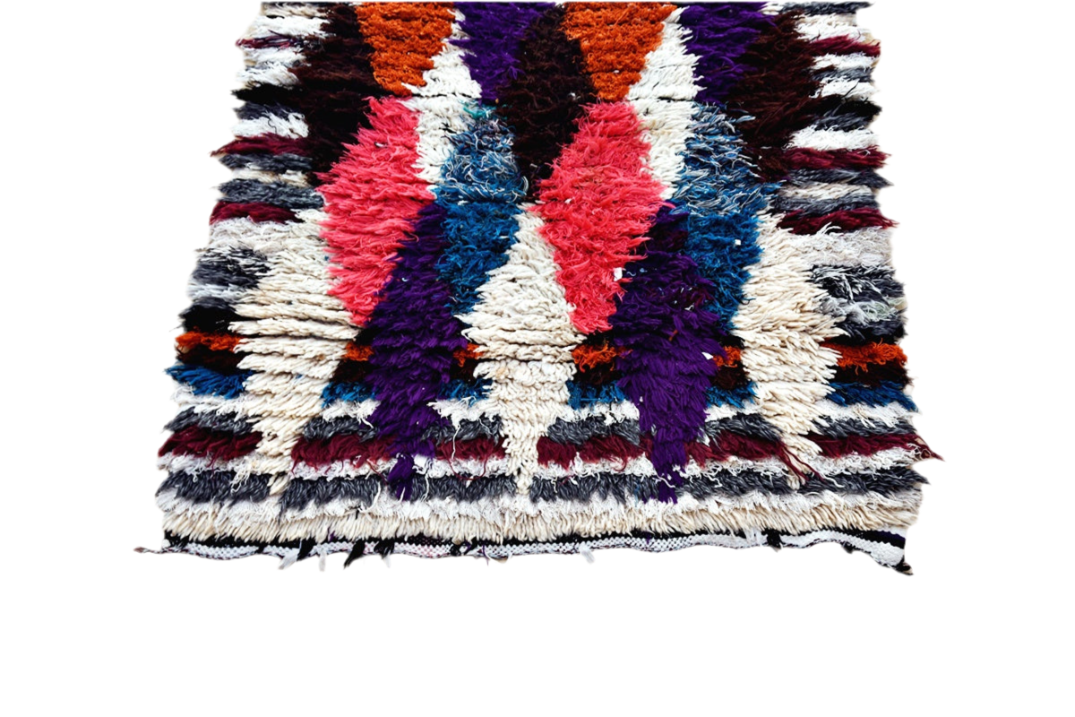 Jacquard Moroccan boucherouite plush rag rug
