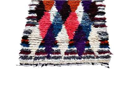 Jacquard Moroccan boucherouite plush rag rug