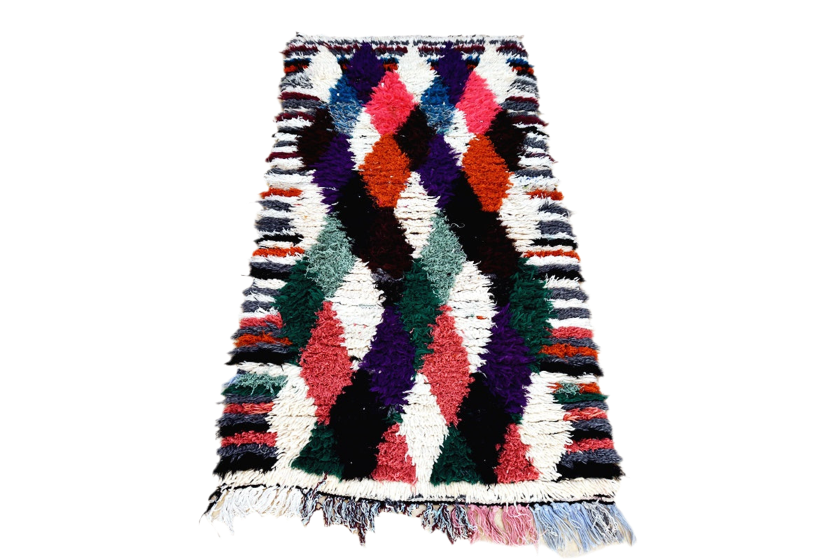 Jacquard Moroccan boucherouite plush rag rug full rug