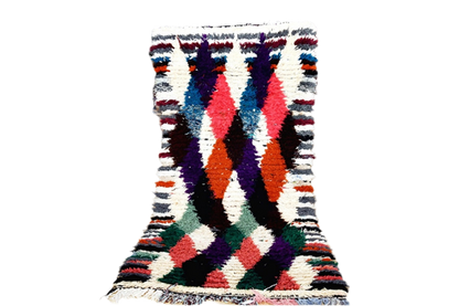 Jacquard Moroccan boucherouite plush rag rug standing
