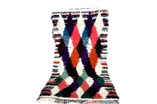 Jacquard Moroccan boucherouite plush rag rug standing