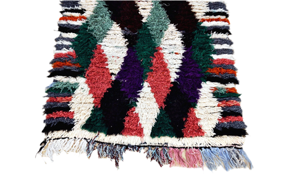 Jacquard Moroccan boucherouite plush rag rug tassels