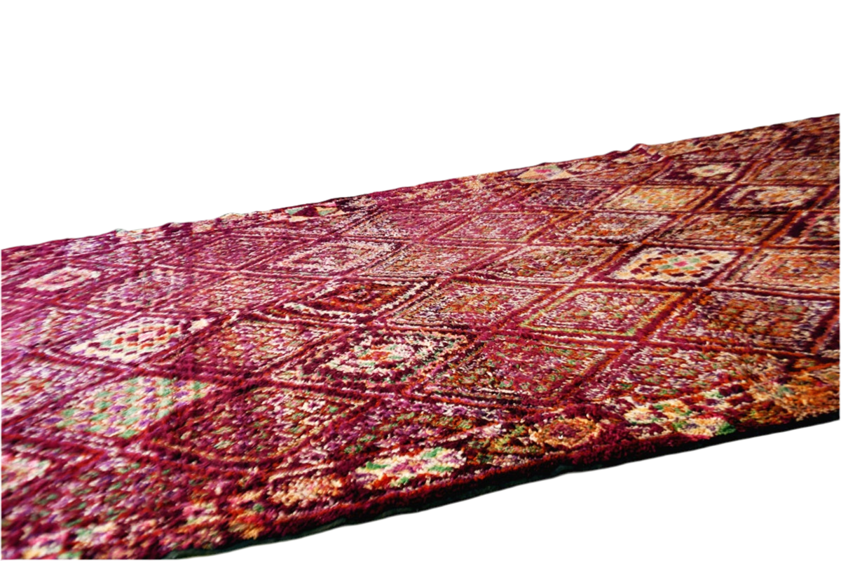 Large Moroccan purple vintage beni mguild rug