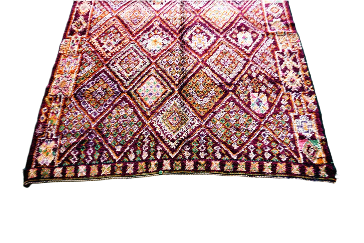 Large Moroccan purple vintage beni mguild rug outstanding