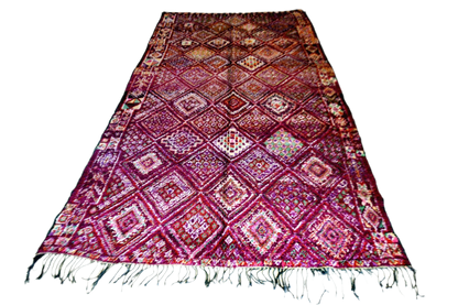 Large Moroccan purple vintage beni mguild rug outstanding full