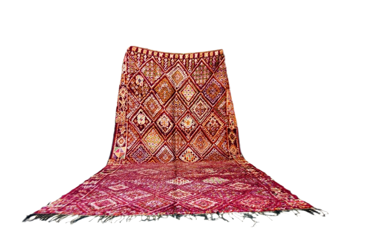 Large Moroccan purple vintage beni mguild rug outstanding standing