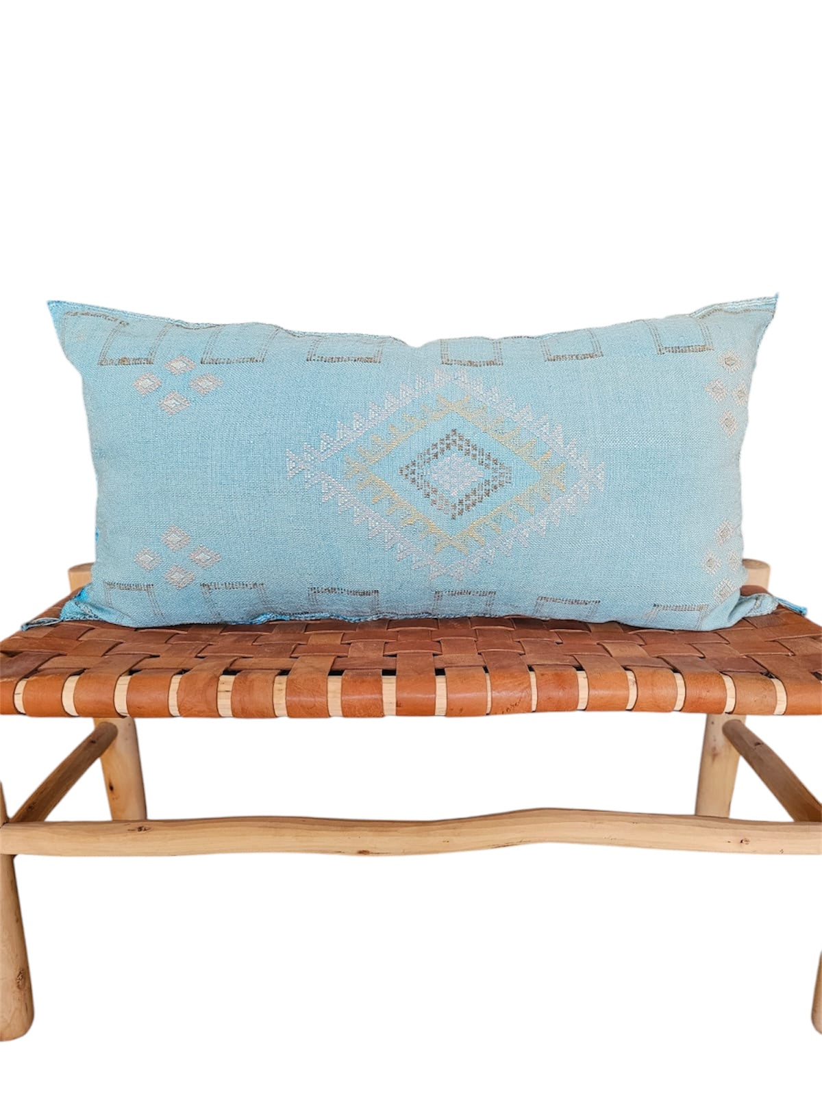 light blue cactus silk pillow cover moroccan large lumbar 100 x 50