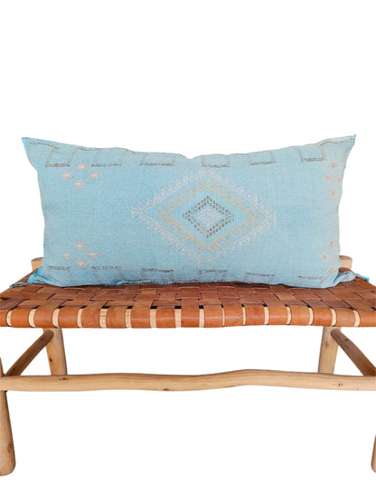 light blue cactus silk pillow cover moroccan large lumbar 100 x 50