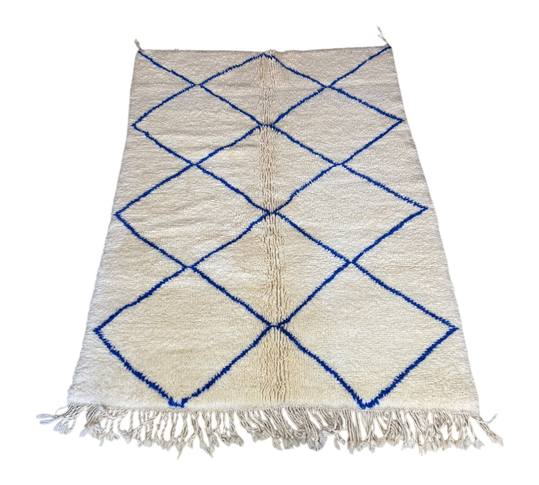 Mediteranean Beni ourain white blue rug front
