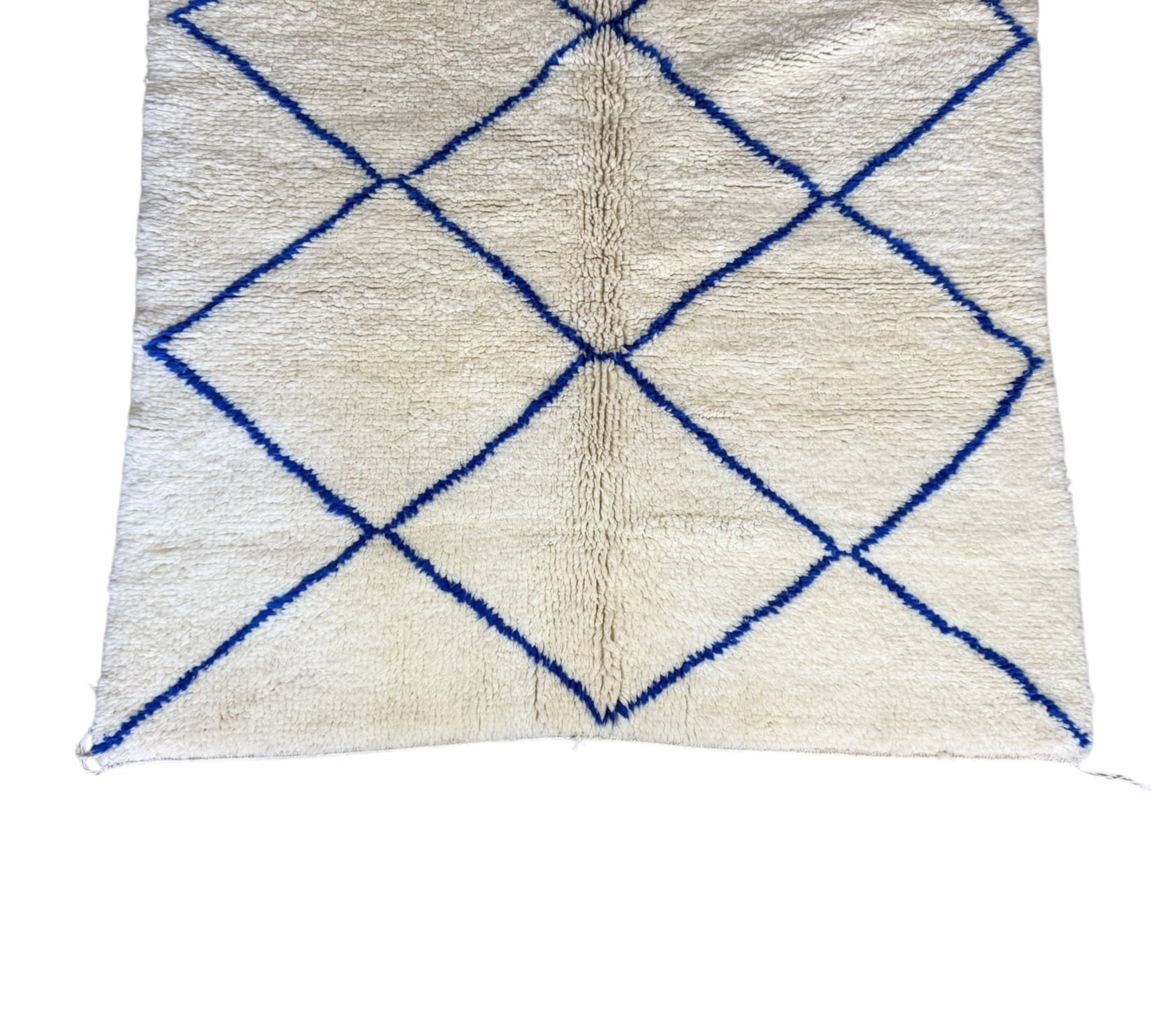 Mediteranean Beni ourain white blue rug top