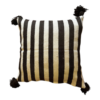 Moroccan pompom cushion cover dalton stripped lack white 