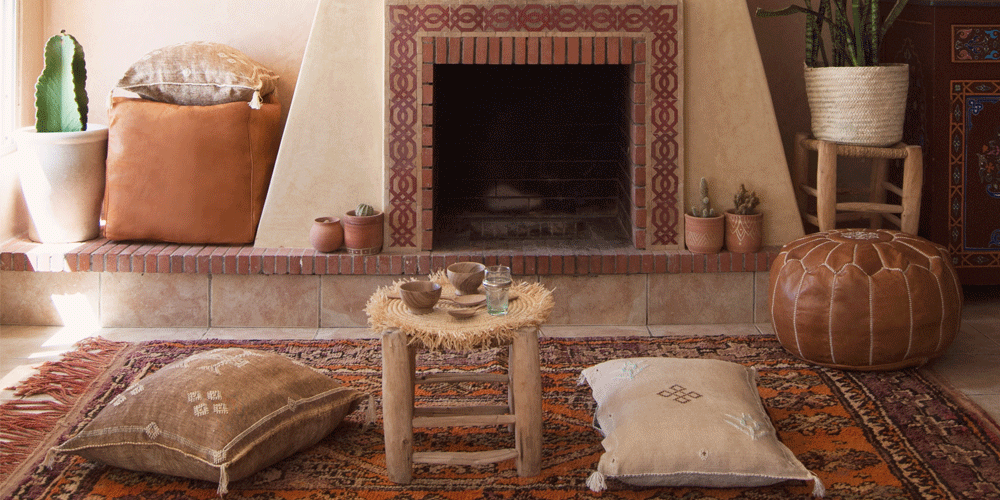 Moroccan rugs cactus silk pillows decor