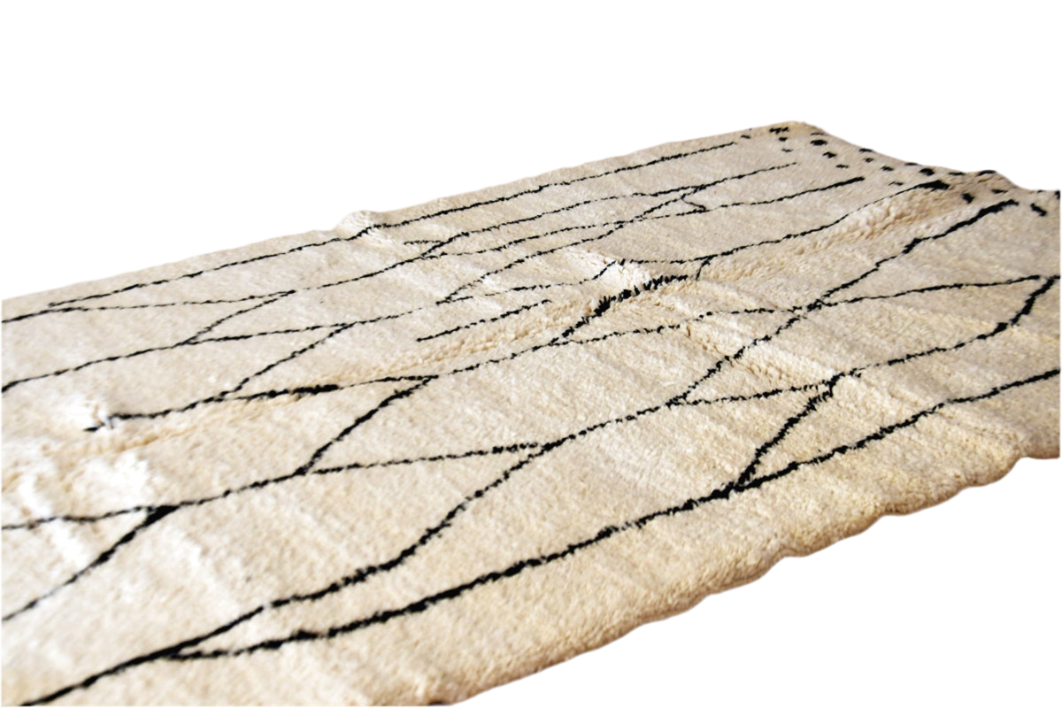 Moroccan white black beni mrirt carpet