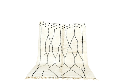 Moroccan white black beni mrirt carpet standing