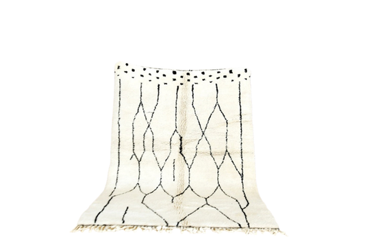 Moroccan white black beni mrirt carpet standing