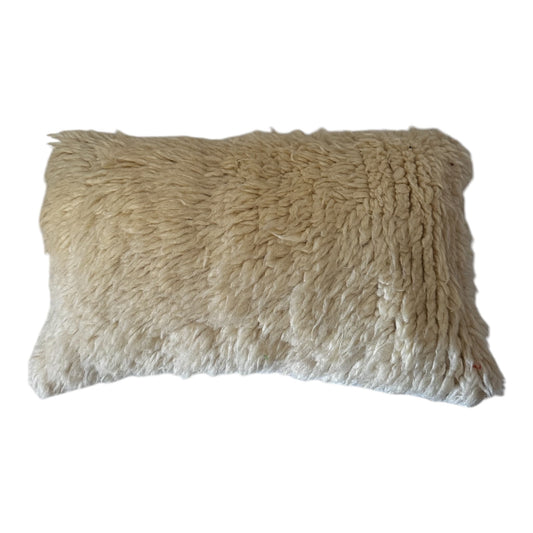 Moroccan wool cushion beni ourain plush pillow white full