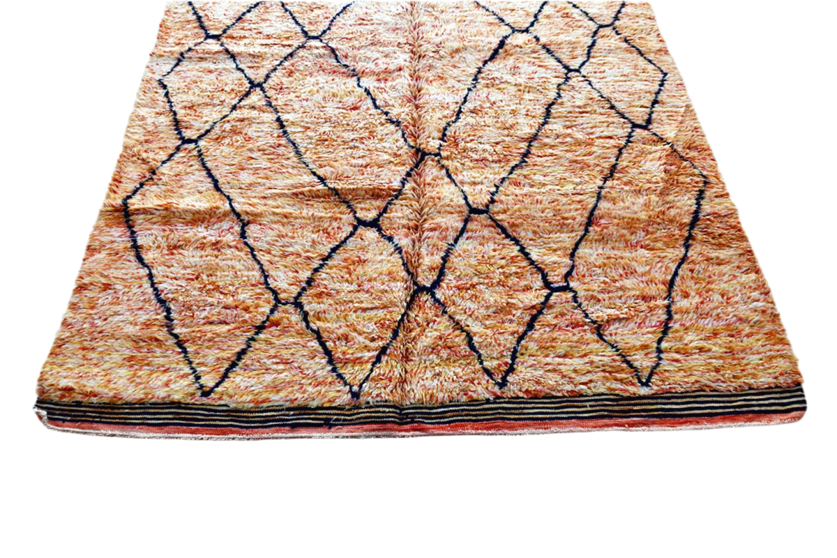 Orange coral Moroccan beni mrirt rug
