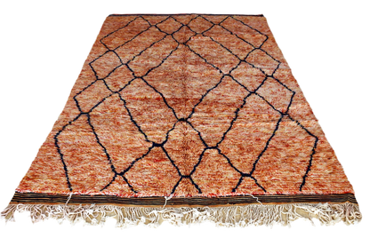 Orange coral Moroccan beni mrirt rug front