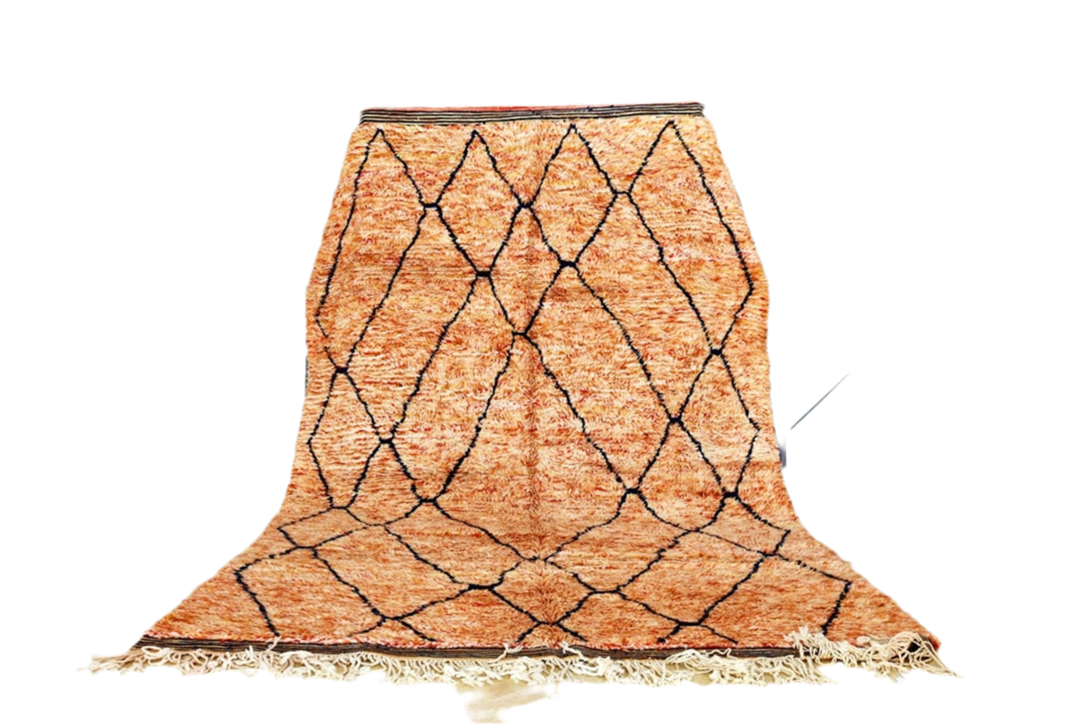 Orange coral Moroccan beni mrirt rug standing