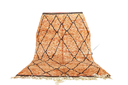 Orange coral Moroccan beni mrirt rug standing