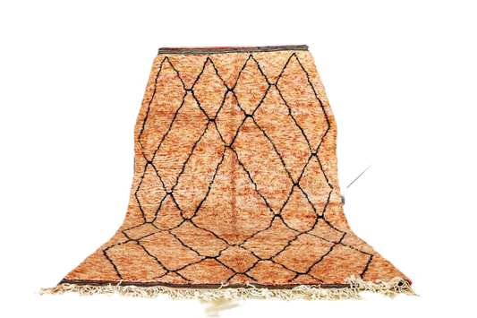 Orange coral Moroccan beni mrirt rug standing