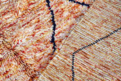 Orange coral moroccan beni mrirt rug back