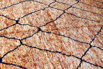 Orange coral moroccan beni mrirt rug side