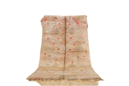 Pastel pink vintage morocccan marmoucha rug standing