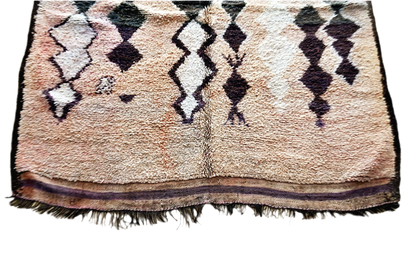 Peach black abstract moroccan Boujaad rug vintage top