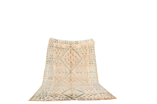 Peach black vintage zemmour moroccan rug front standing