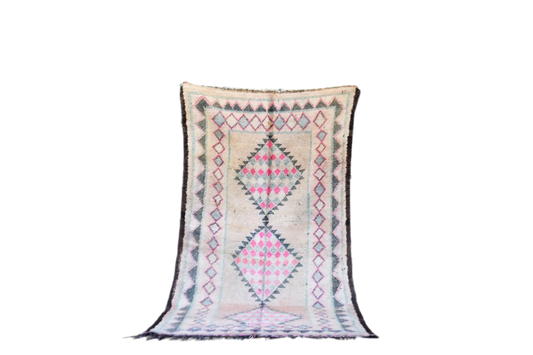 Pink beige vintage moroccan boujaad rug