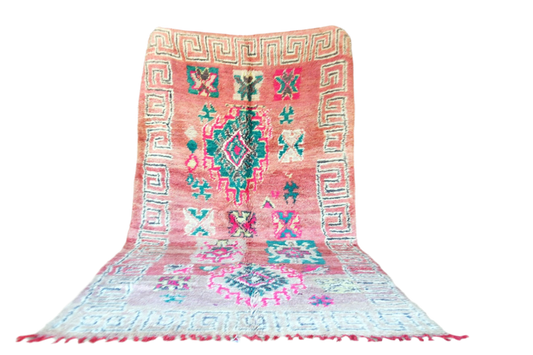 Pink mint vintage boujaad rug morocco 