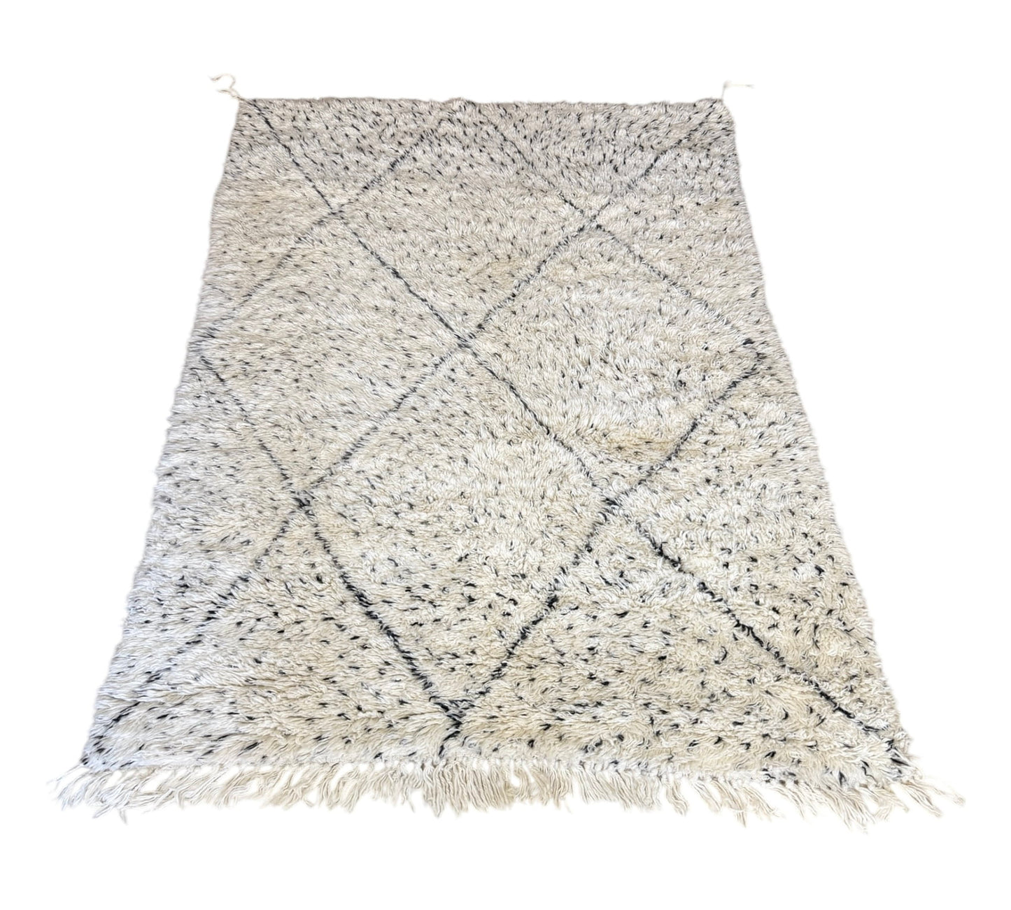 Polka dots beni ourain rug closeup plush front