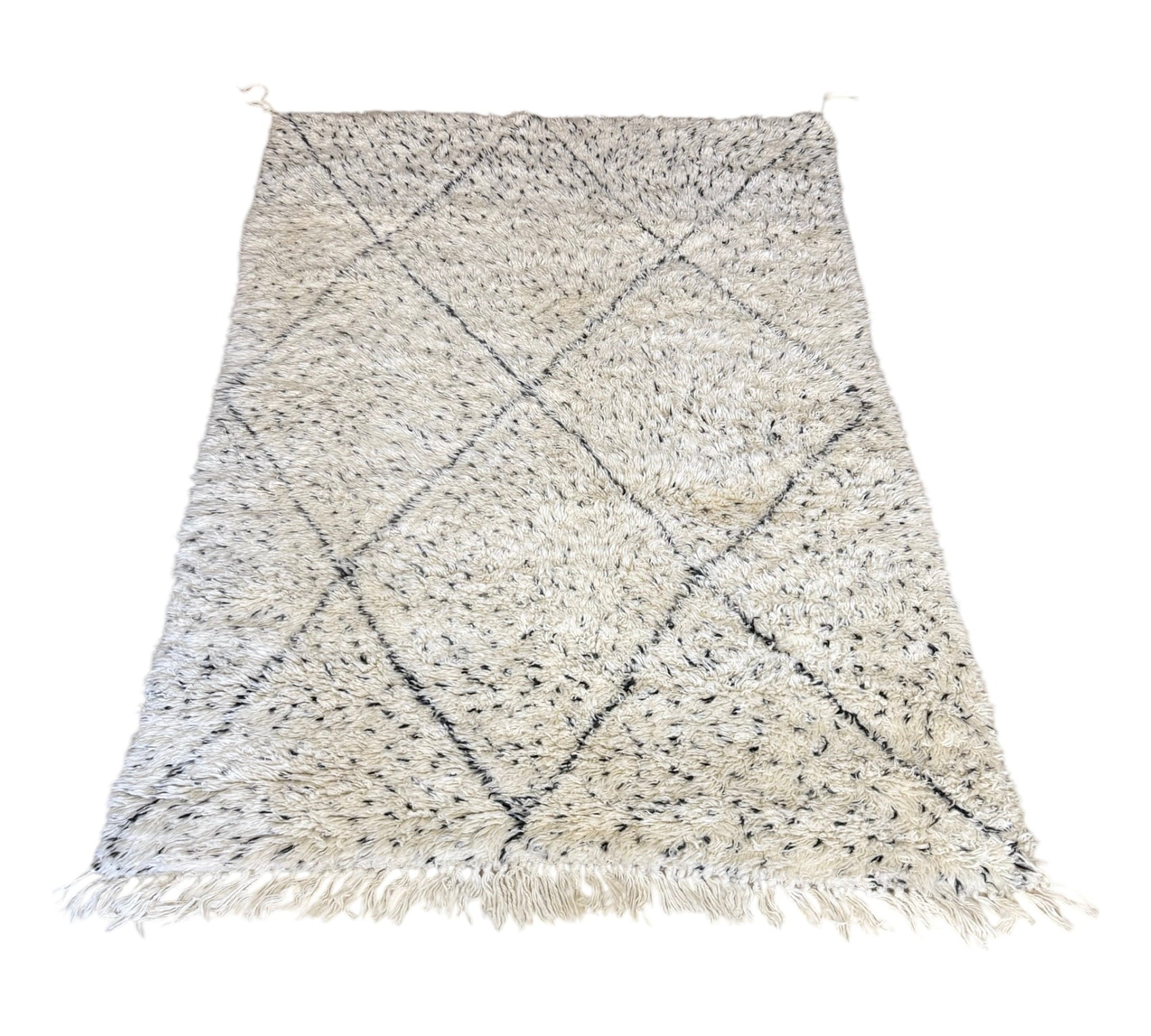 Polka dots beni ourain rug closeup plush front