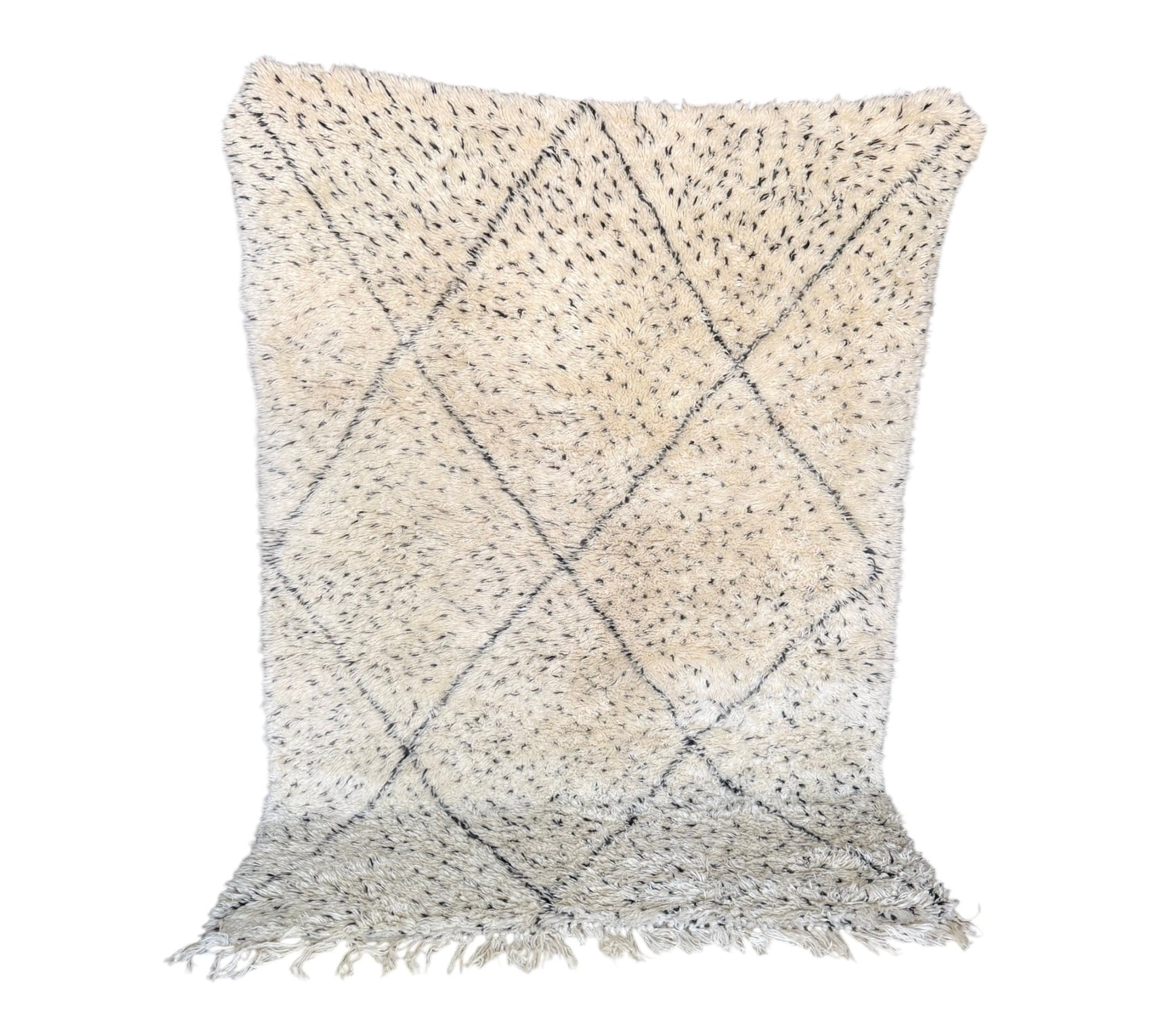 Polka dots beni ourain rug closeup plush standing