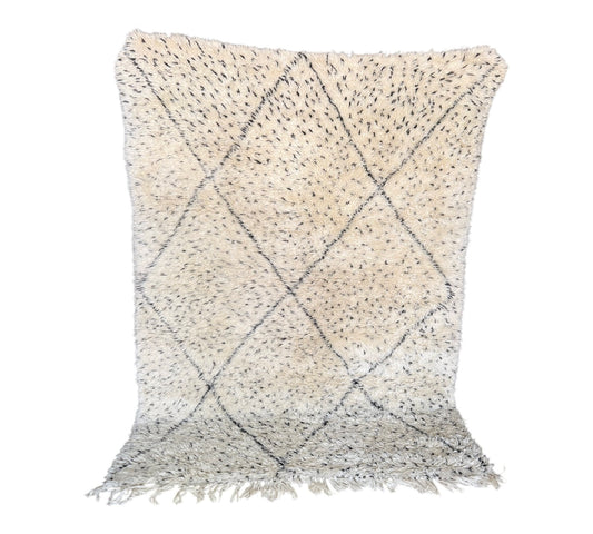 Polka dots beni ourain rug closeup plush standing