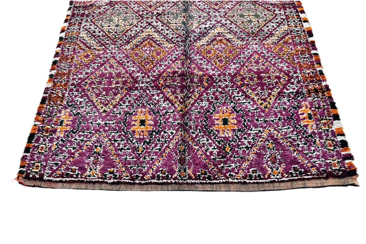 Purple orange black moroccan vintage marmoucha rug maalem