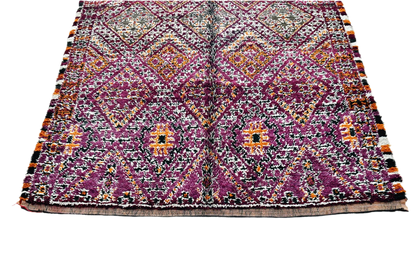 Purple orange black moroccan vintage marmoucha rug maalem