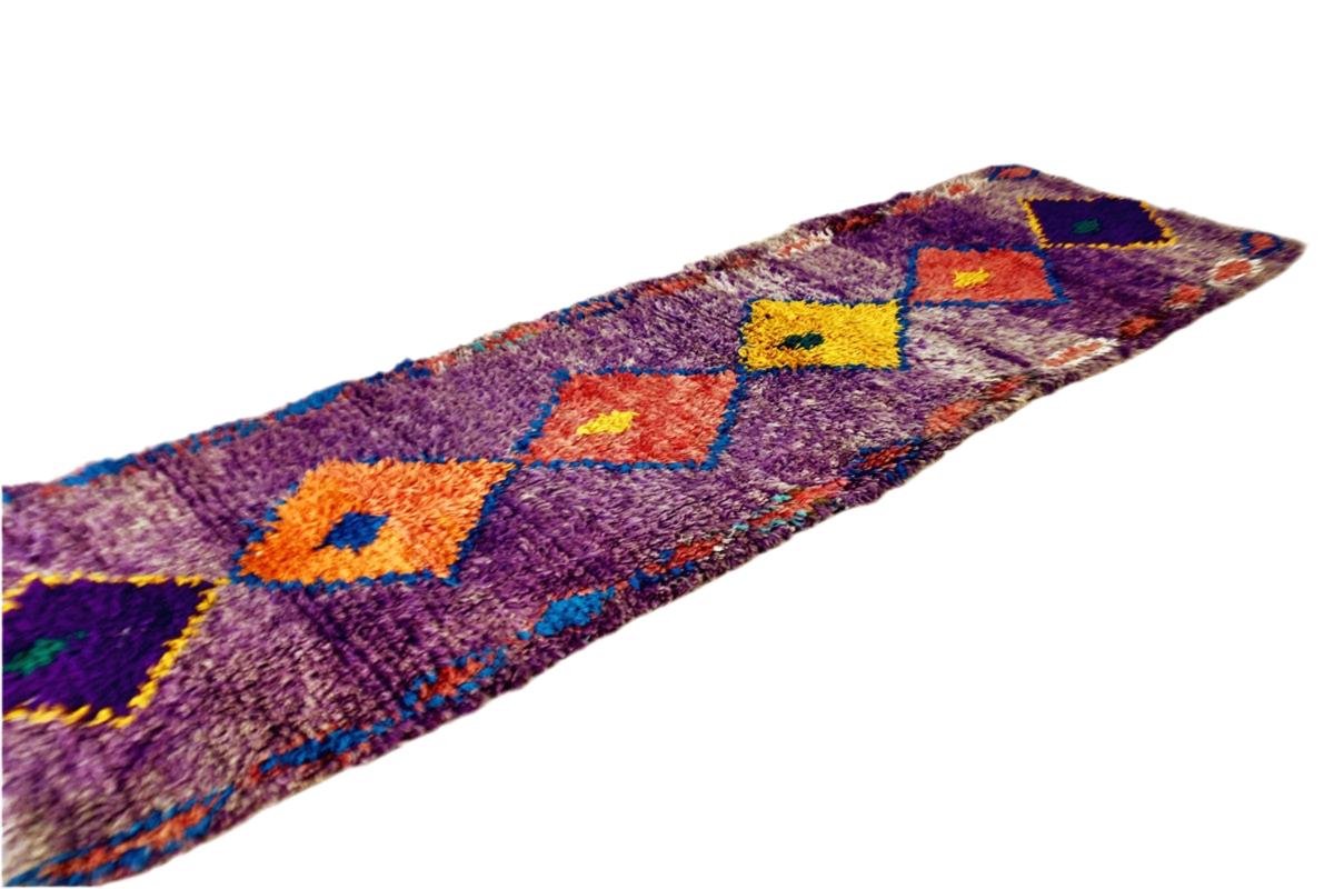 Purple orange red moroccan runner rug 