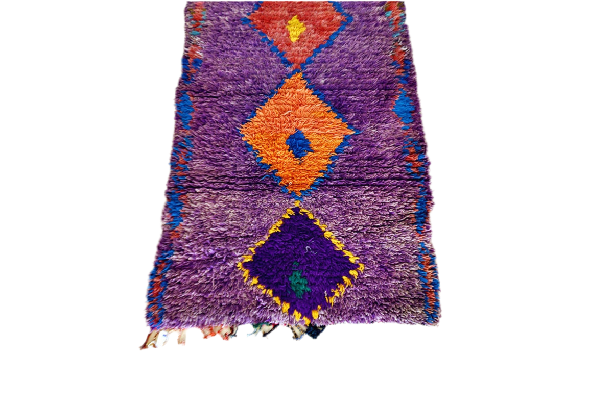 Purple orange red moroccan runner rug bottom