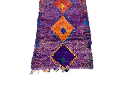 Purple orange red moroccan runner rug bottom