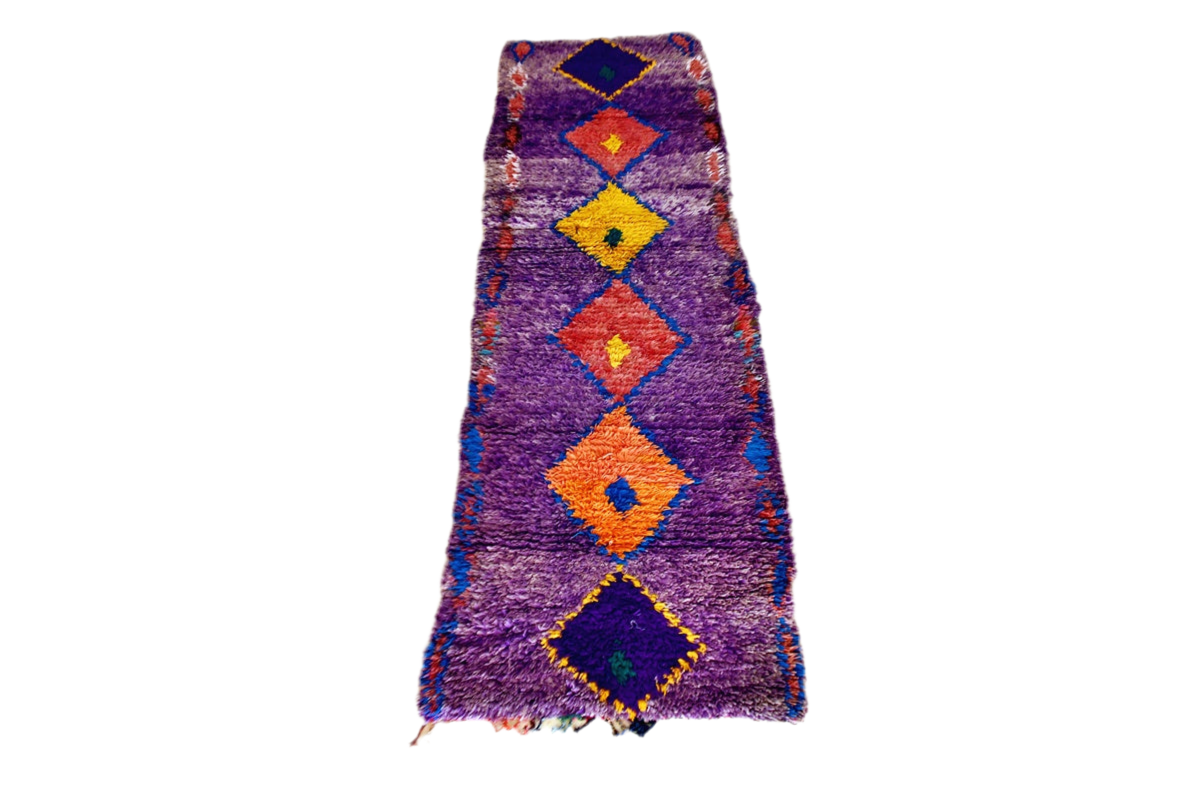 Purple orange red moroccan runner rug front