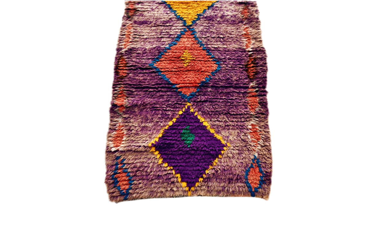 Purple orange red moroccan runner rug top