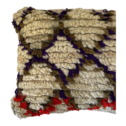 Purple red green white azilal moroccan cushion pillow wool