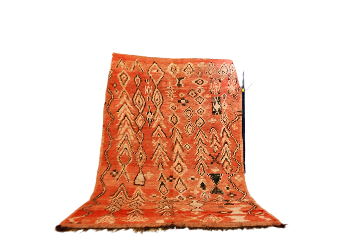 Red abstract vintage boujaad rug Moroccan morocco 